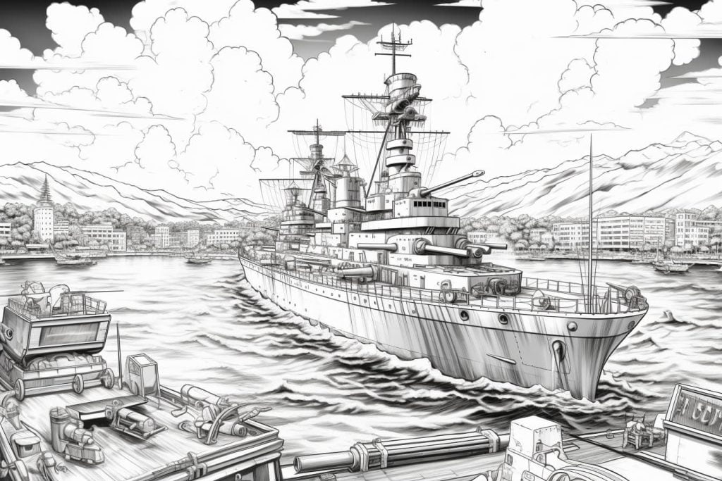 dibujo buque de guerra para pintar