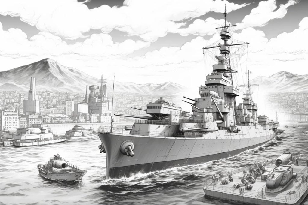 imagen para colorear buque de guerra