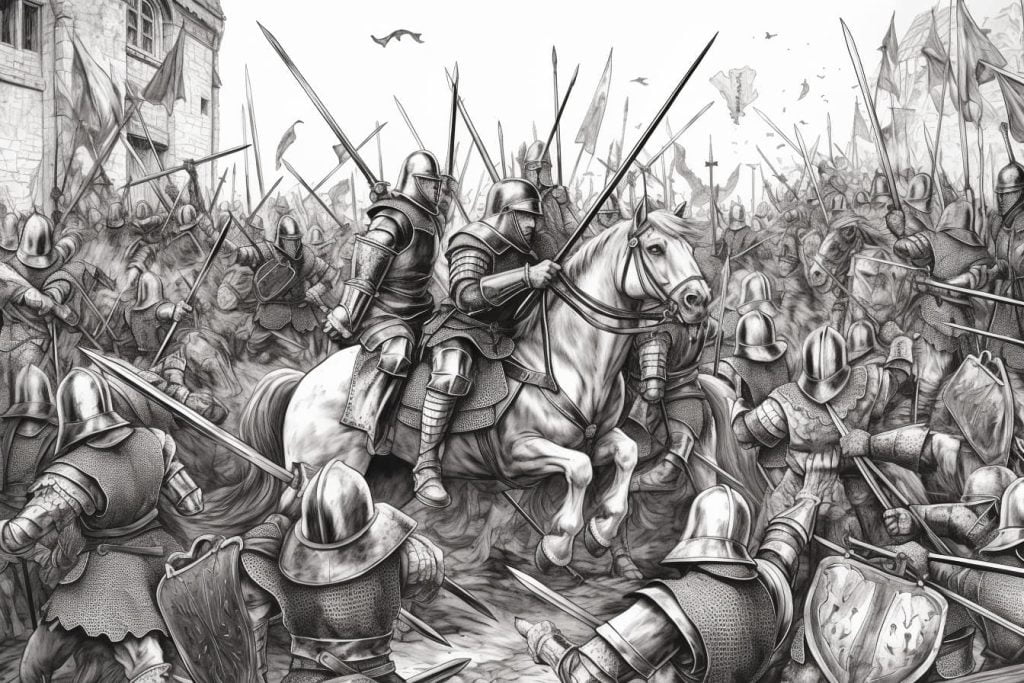 guerra medieval para colorear por adultos